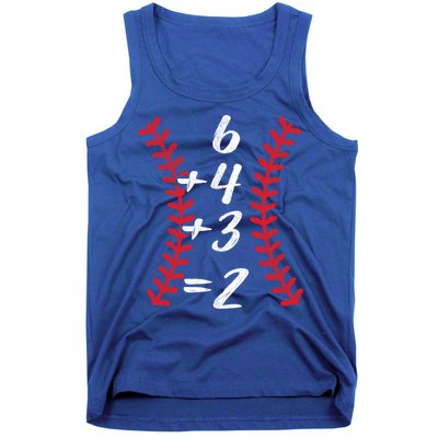 6+4+3 2 Baseball Laces Funny Double Play Math Turn Two Cute Gift Tank Top