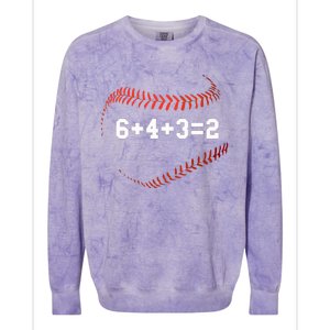 6 4 3=2 Double Play Baseball Player Gift Baseball Saying Colorblast Crewneck Sweatshirt