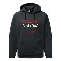 6 4 3=2 Double Play Baseball Player Gift Baseball Saying Performance Fleece Hoodie