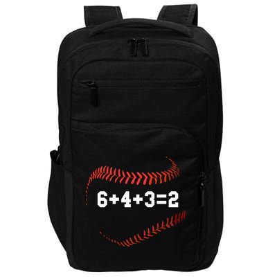 6 4 3=2 Double Play Baseball Player Gift Baseball Saying Impact Tech Backpack