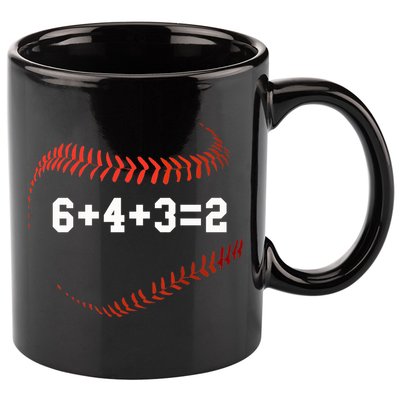 6 4 3=2 Double Play Baseball Player Gift Baseball Saying 11oz C Handle Ceramic Mug