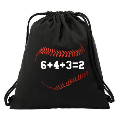 6 4 3=2 Double Play Baseball Player Gift Baseball Saying Drawstring Bag