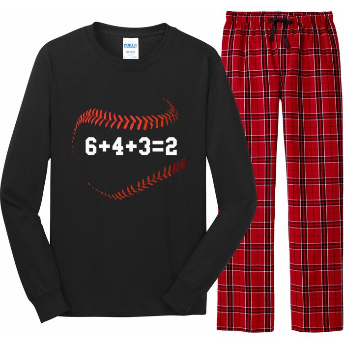 6 4 3=2 Double Play Baseball Player Gift Baseball Saying Long Sleeve Pajama Set