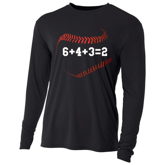 6 4 3=2 Double Play Baseball Player Gift Baseball Saying Cooling Performance Long Sleeve Crew