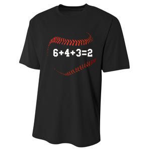 6 4 3=2 Double Play Baseball Player Gift Baseball Saying Performance Sprint T-Shirt