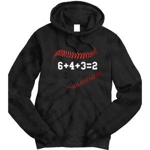 6 4 3=2 Double Play Baseball Player Gift Baseball Saying Tie Dye Hoodie