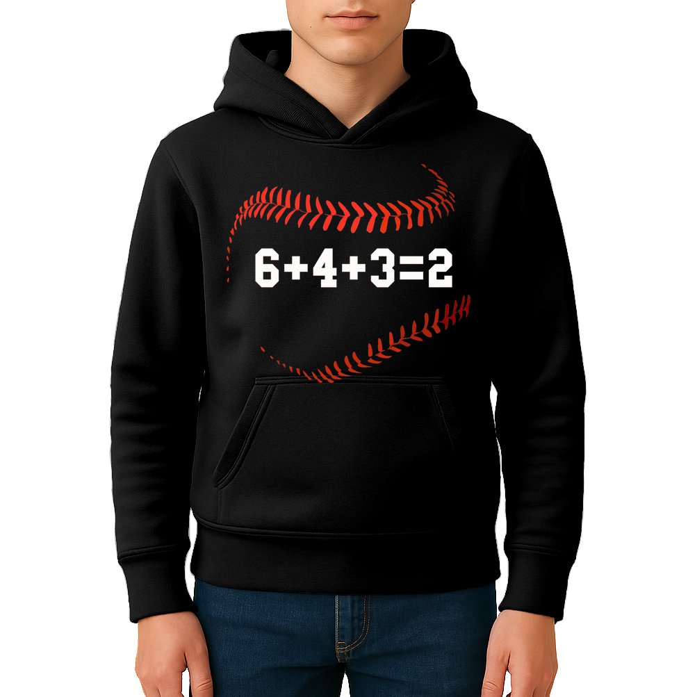 6 4 3=2 Double Play Baseball Player Gift Baseball Saying Kids Hoodie