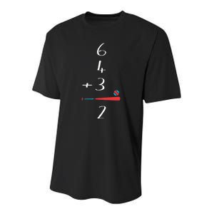 6 4 3 2 Double Play Baseball chrismtas Youth Performance Sprint T-Shirt