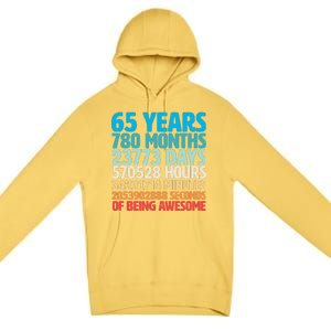 65 Years Of Being Awesome Birthday Time Breakdown Premium Pullover Hoodie