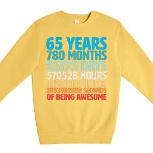 65 Years Of Being Awesome Birthday Time Breakdown Premium Crewneck Sweatshirt