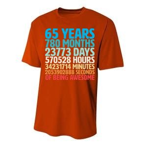 65 Years Of Being Awesome Birthday Time Breakdown Performance Sprint T-Shirt