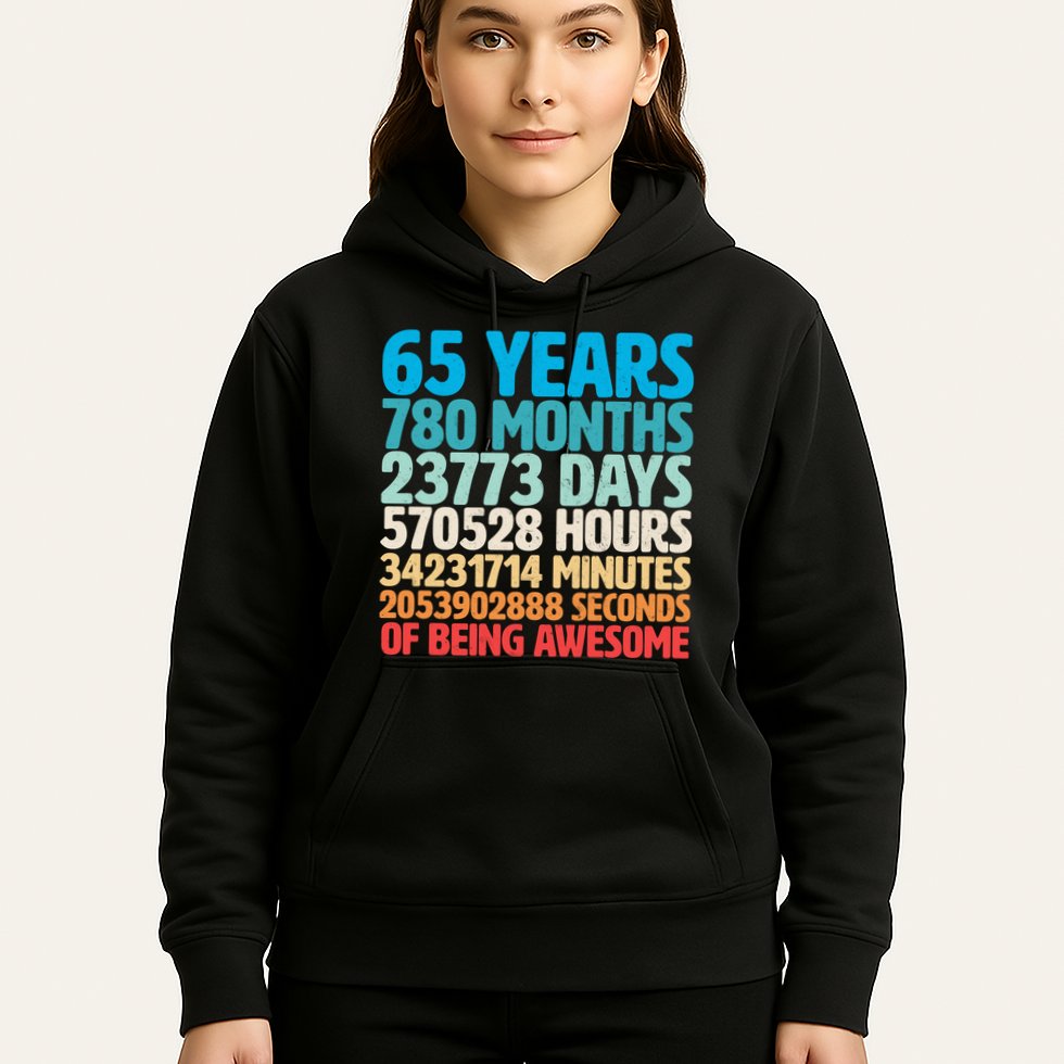 65 Years Of Being Awesome Birthday Time Breakdown Hoodie