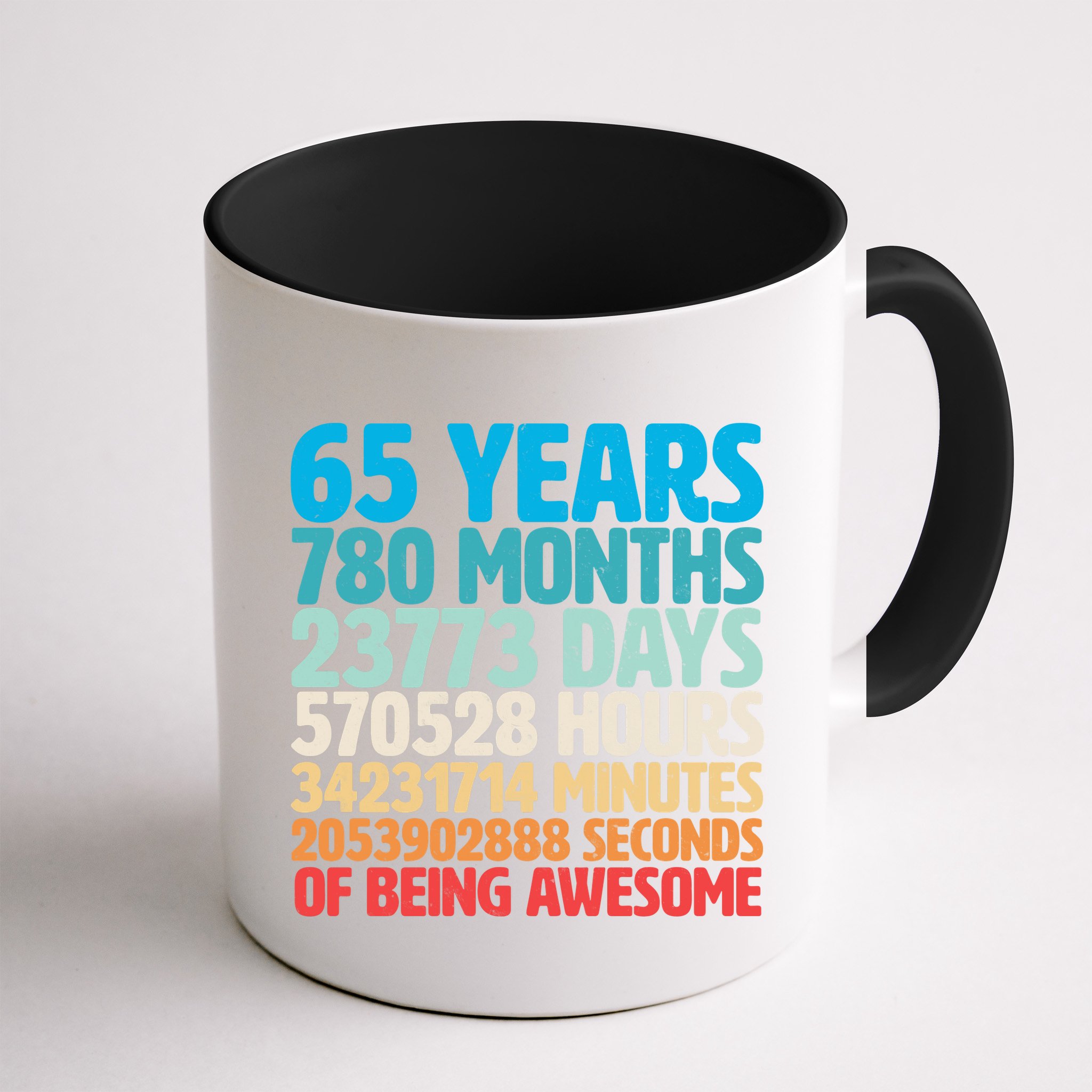65 Years Of Being Awesome Birthday Time Breakdown Mug