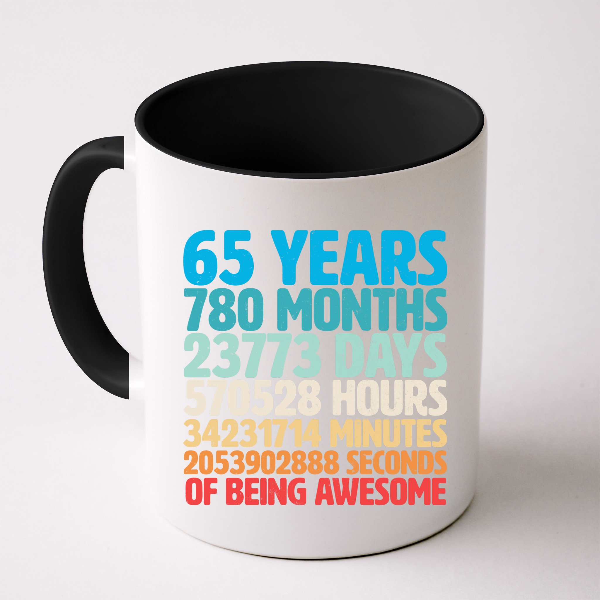 65 Years Of Being Awesome Birthday Time Breakdown Mug