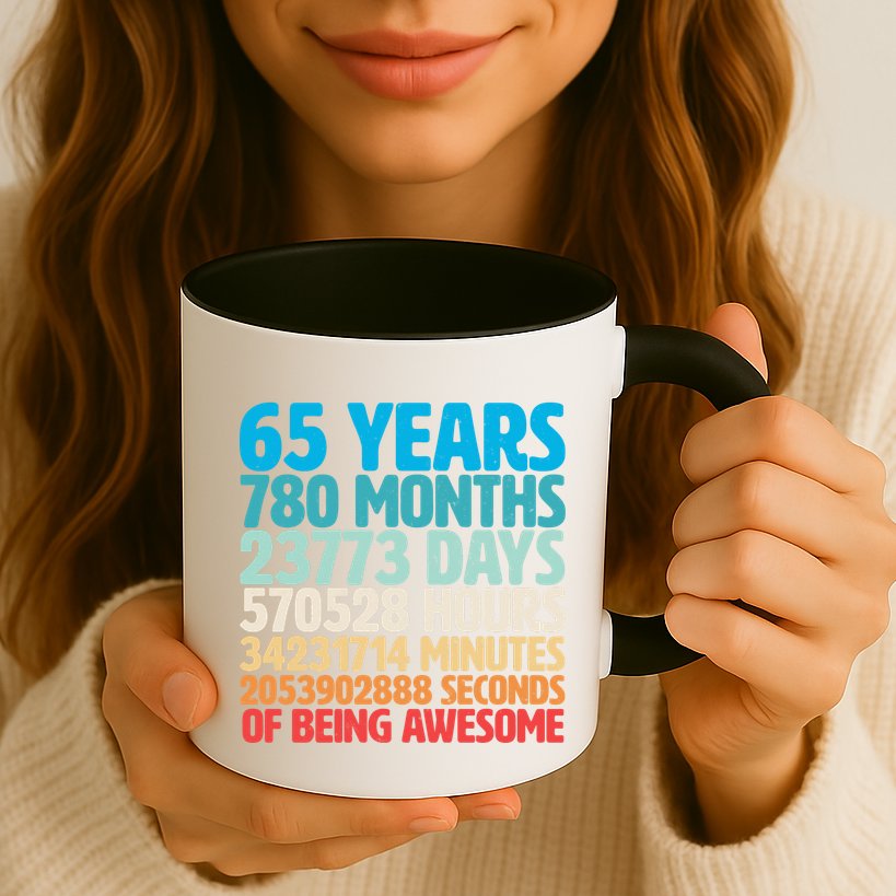 65 Years Of Being Awesome Birthday Time Breakdown Mug