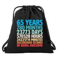65 Years Of Being Awesome Birthday Time Breakdown Drawstring Bag