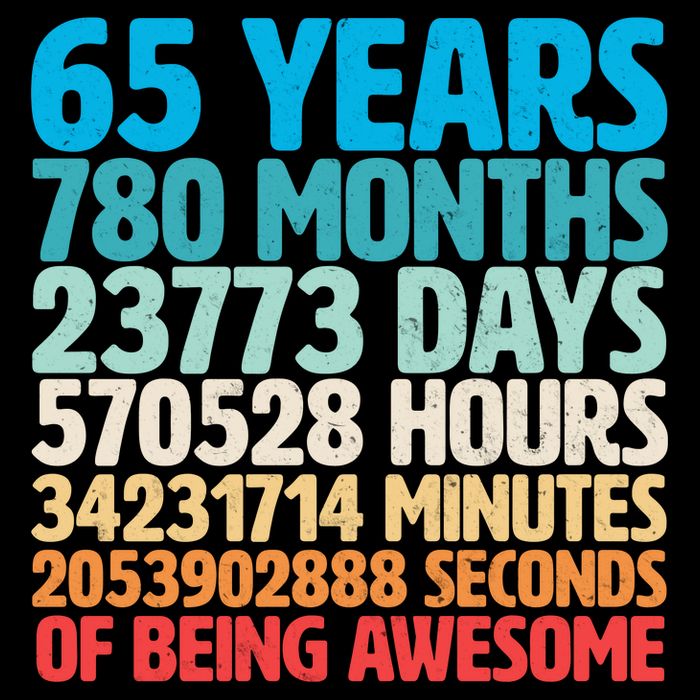 65 Years Of Being Awesome Birthday Time Breakdown Drawstring Bag
