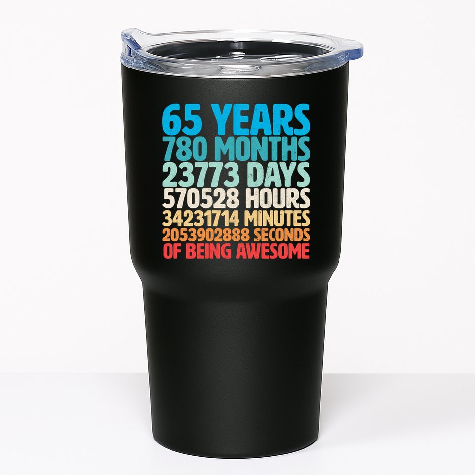 65 Years Of Being Awesome Birthday Time Breakdown Tumbler