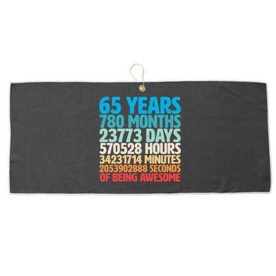 65 Years Of Being Awesome Birthday Time Breakdown Large Microfiber Waffle Golf Towel