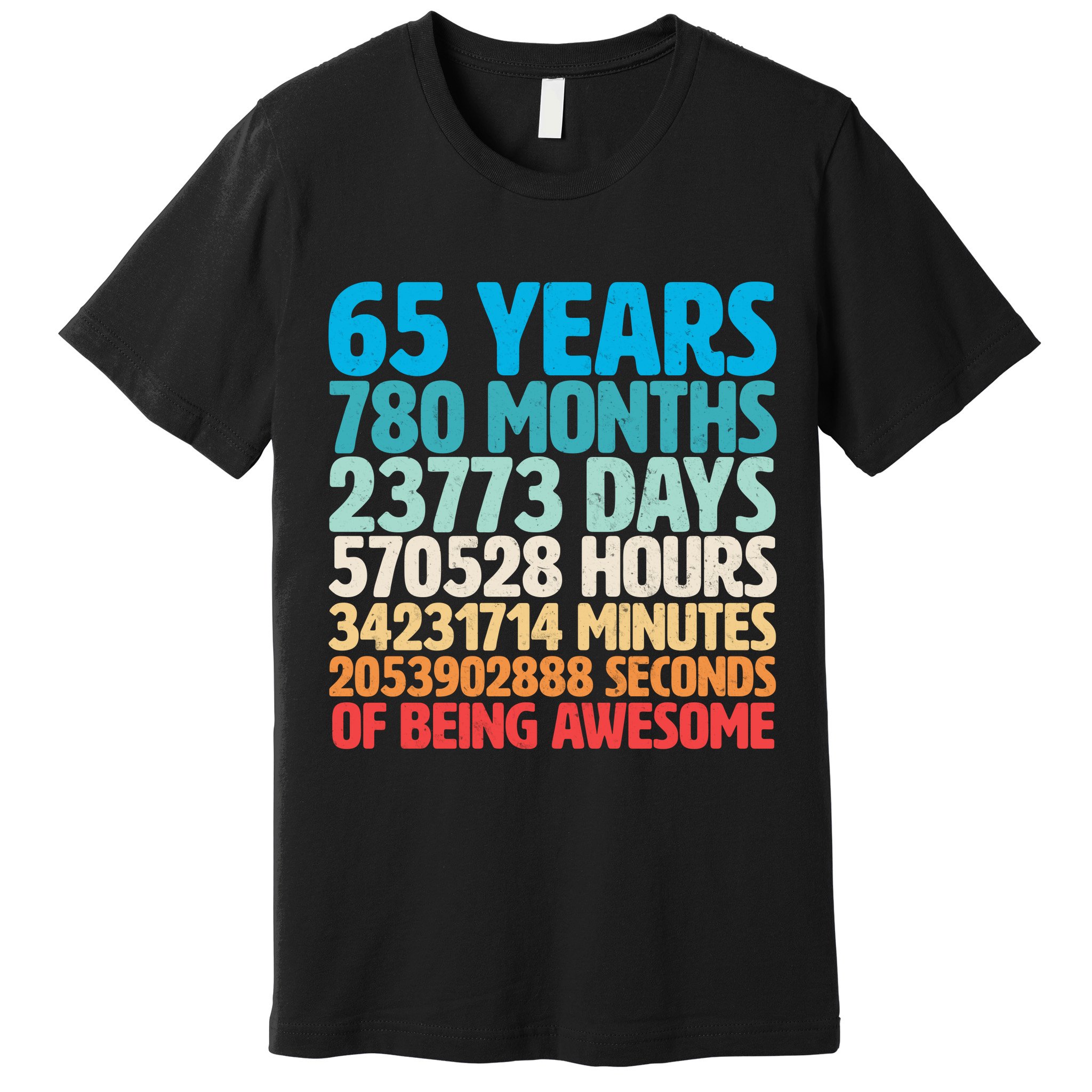 65 Years Of Being Awesome Birthday Time Breakdown Premium T-Shirt