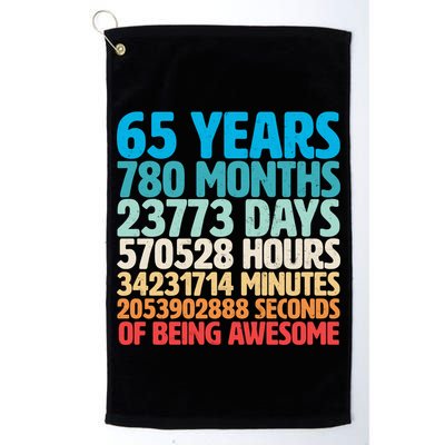 65 Years Of Being Awesome Birthday Time Breakdown Golf Towel
