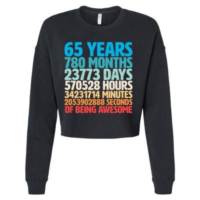 65 Years Of Being Awesome Birthday Time Breakdown Cropped Pullover Crew