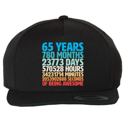 65 Years Of Being Awesome Birthday Time Breakdown Wool Snapback Cap
