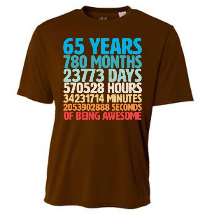 65 Years Of Being Awesome Birthday Time Breakdown Cooling Performance Crew T-Shirt