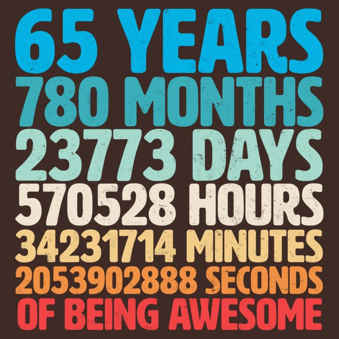 65 Years Of Being Awesome Birthday Time Breakdown Cooling Performance Crew T-Shirt