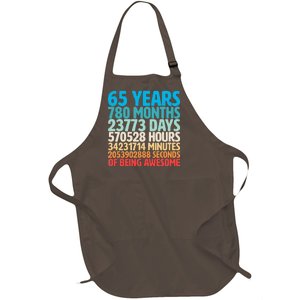 65 Years Of Being Awesome Birthday Time Breakdown Full-Length Apron With Pockets