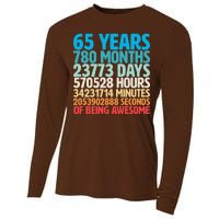 65 Years Of Being Awesome Birthday Time Breakdown Cooling Performance Long Sleeve Crew