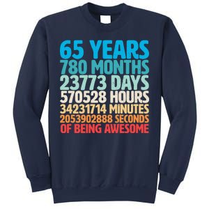 65 Years Of Being Awesome Birthday Time Breakdown Sweatshirt