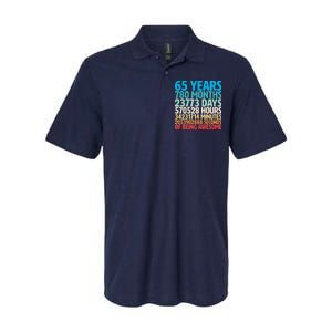 65 Years Of Being Awesome Birthday Time Breakdown Softstyle Adult Sport Polo