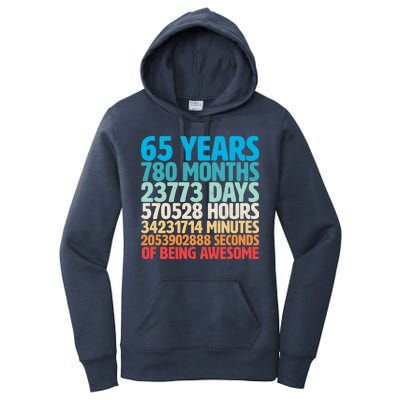 65 Years Of Being Awesome Birthday Time Breakdown Women's Pullover Hoodie