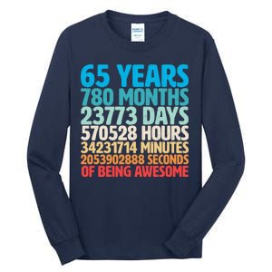 65 Years Of Being Awesome Birthday Time Breakdown Tall Long Sleeve T-Shirt