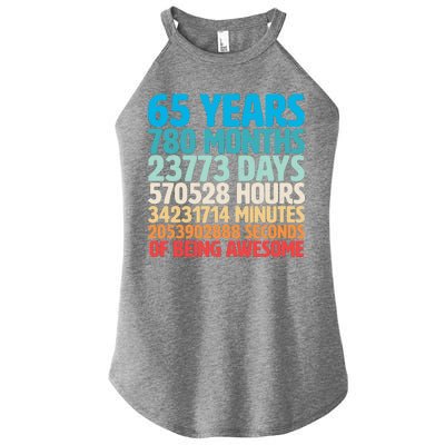 65 Years Of Being Awesome Birthday Time Breakdown Women’s Perfect Tri Rocker Tank