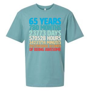 65 Years Of Being Awesome Birthday Time Breakdown Sueded Cloud Jersey T-Shirt