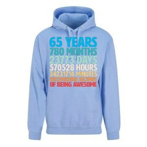 65 Years Of Being Awesome Birthday Time Breakdown Unisex Surf Hoodie