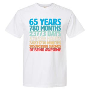 65 Years Of Being Awesome Birthday Time Breakdown Garment-Dyed Heavyweight T-Shirt