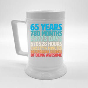 65 Years Of Being Awesome Birthday Time Breakdown Beer Stein