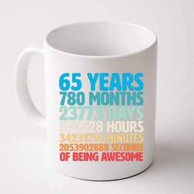 65 Years Of Being Awesome Birthday Time Breakdown Coffee Mug