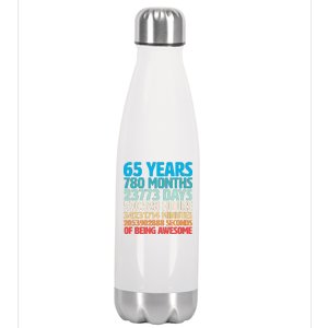 65 Years Of Being Awesome Birthday Time Breakdown Stainless Steel Insulated Water Bottle