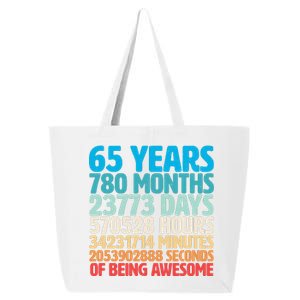 65 Years Of Being Awesome Birthday Time Breakdown 25L Jumbo Tote