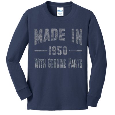 65th Birthday Gift Made In 1950 With Genuine Parts Kids Long Sleeve Shirt