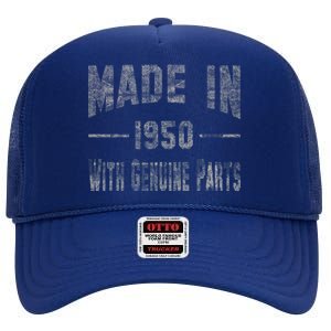 65th Birthday Gift Made In 1950 With Genuine Parts High Crown Mesh Back Trucker Hat