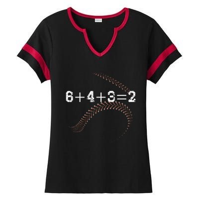 6+4+3=2 643 Double Play Outs Baseball Player Coach Softball Ladies Halftime Notch Neck Tee