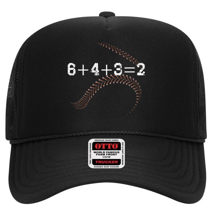 6+4+3=2 643 Double Play Outs Baseball Player Coach Softball High Crown Mesh Back Trucker Hat