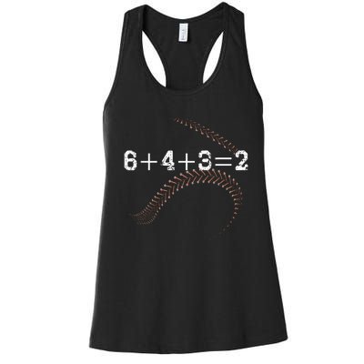 6+4+3=2 643 Double Play Outs Baseball Player Coach Softball Women's Racerback Tank