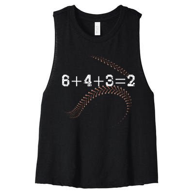 6+4+3=2 643 Double Play Outs Baseball Player Coach Softball Women's Racerback Cropped Tank