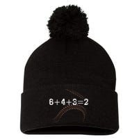 6+4+3=2 643 Double Play Outs Baseball Player Coach Softball Pom Pom 12in Knit Beanie